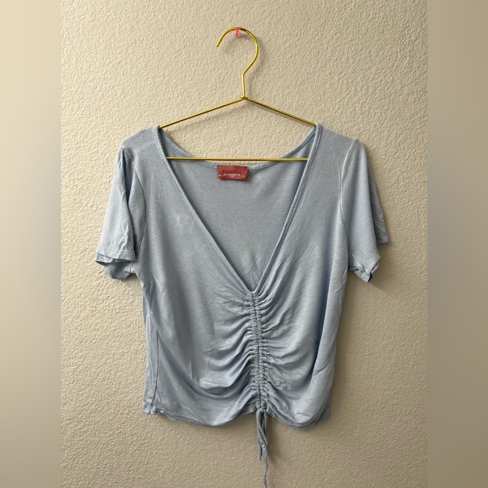 Ragdoll, Size L, a light blue blouse crop top